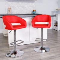 Flash Furniture CH-122070-RED-GG Contemporary Red Vinyl Adjustable Height Barstool